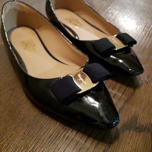 Salvatore Ferragamo Point Toe Leather Flats Sze 11